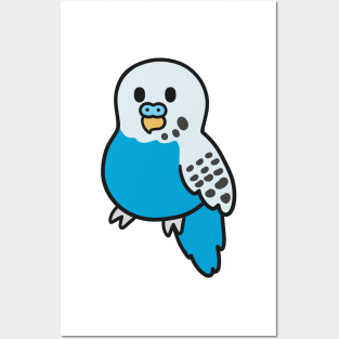 Cute Blue Budgie Posters and Art